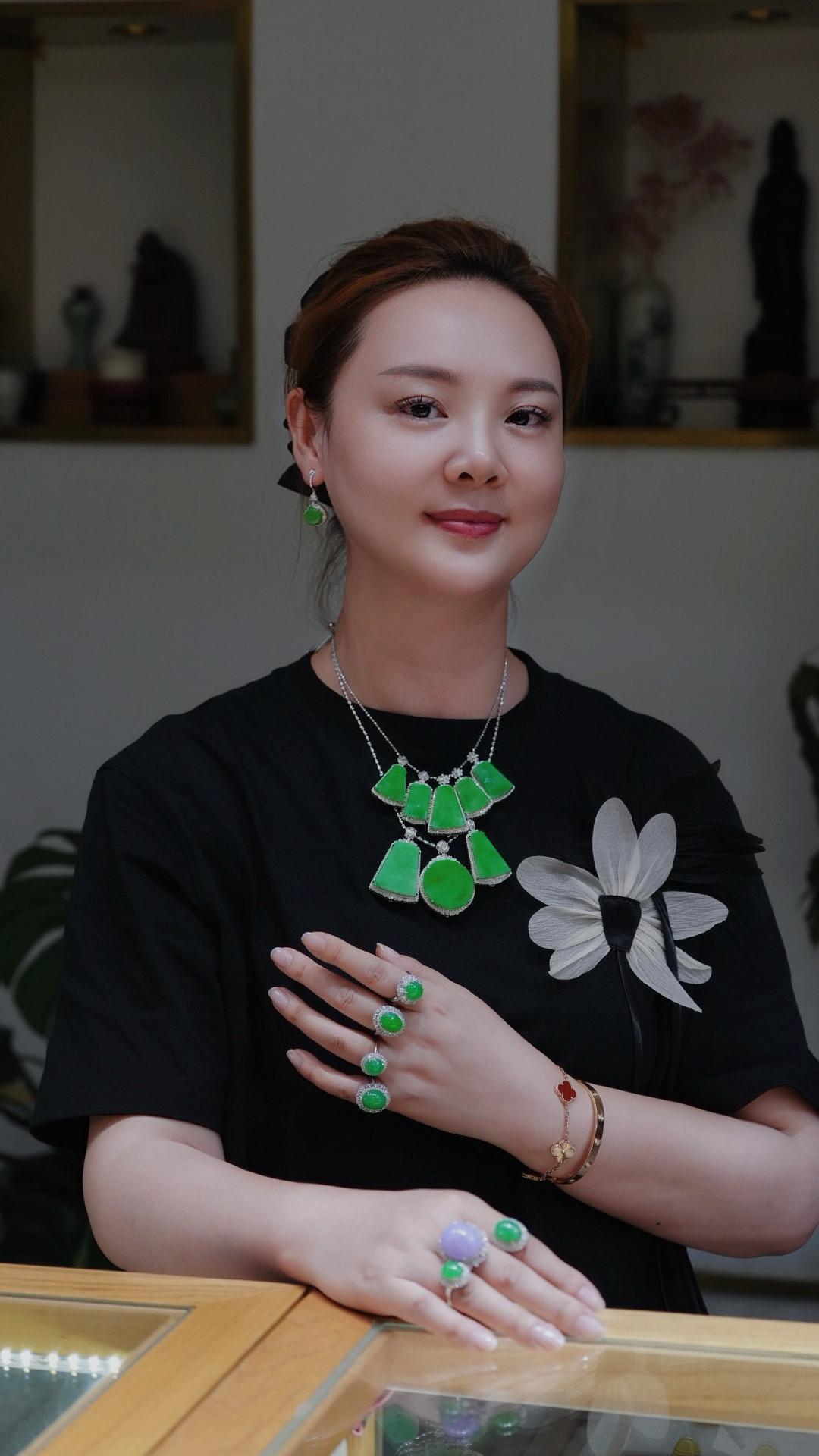 天然A货翡翠无事牌吊坠 满绿 带证书 送老婆/妈妈节日礼/定制珠宝