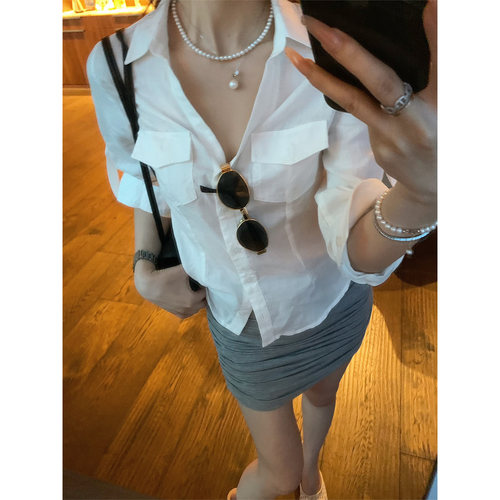 AELYNN韩系天丝长袖衬衫女夏季