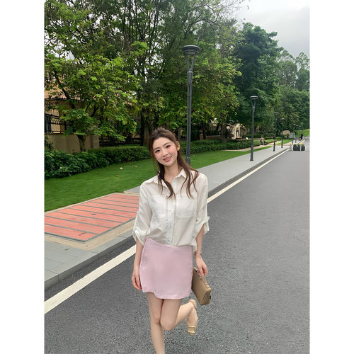 AELYNN韩系高腰粉色半身裙女夏