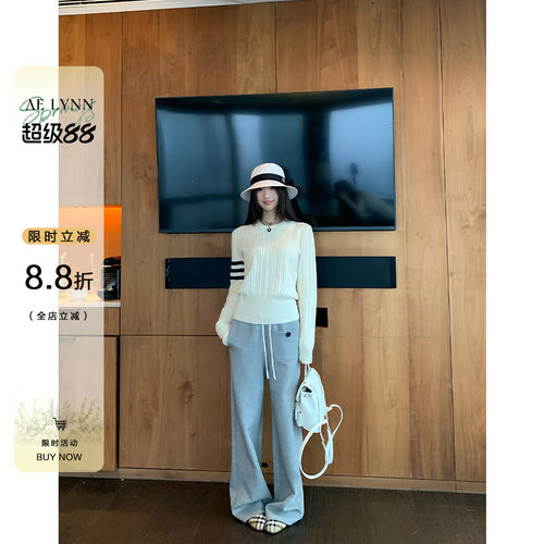 OTee灰色直筒休闲裤女款