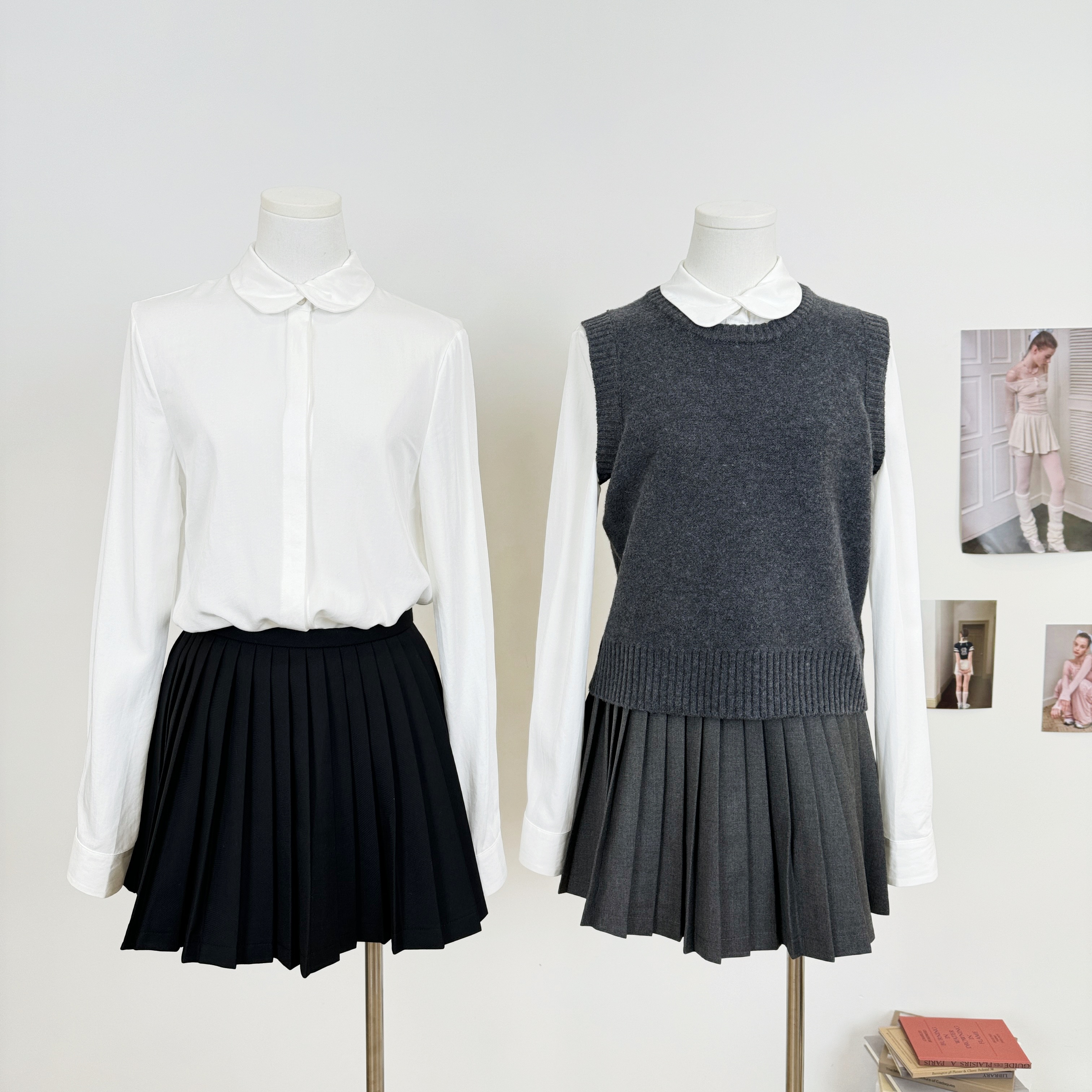 M.Y原创设计 纯色低腰百褶裙日常百搭学院风a字半身裙短裙女