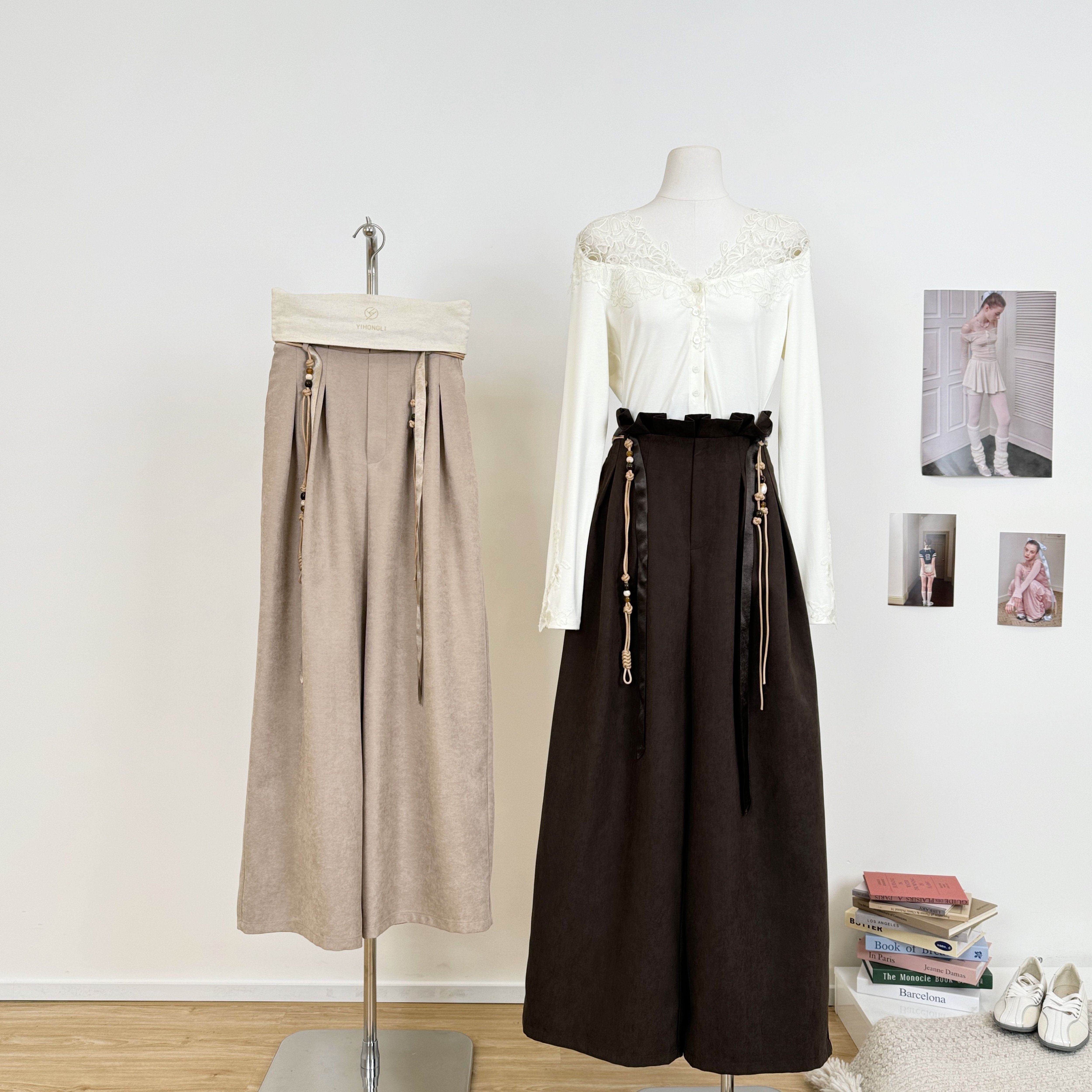 M.Y原创"落日和椰树影"手工编绳压褶宽松阔腿休闲裤女春高腰长裤,女装/女士精品,休闲裤,淘宝优惠券,粉丝福利购,淘宝优惠卷