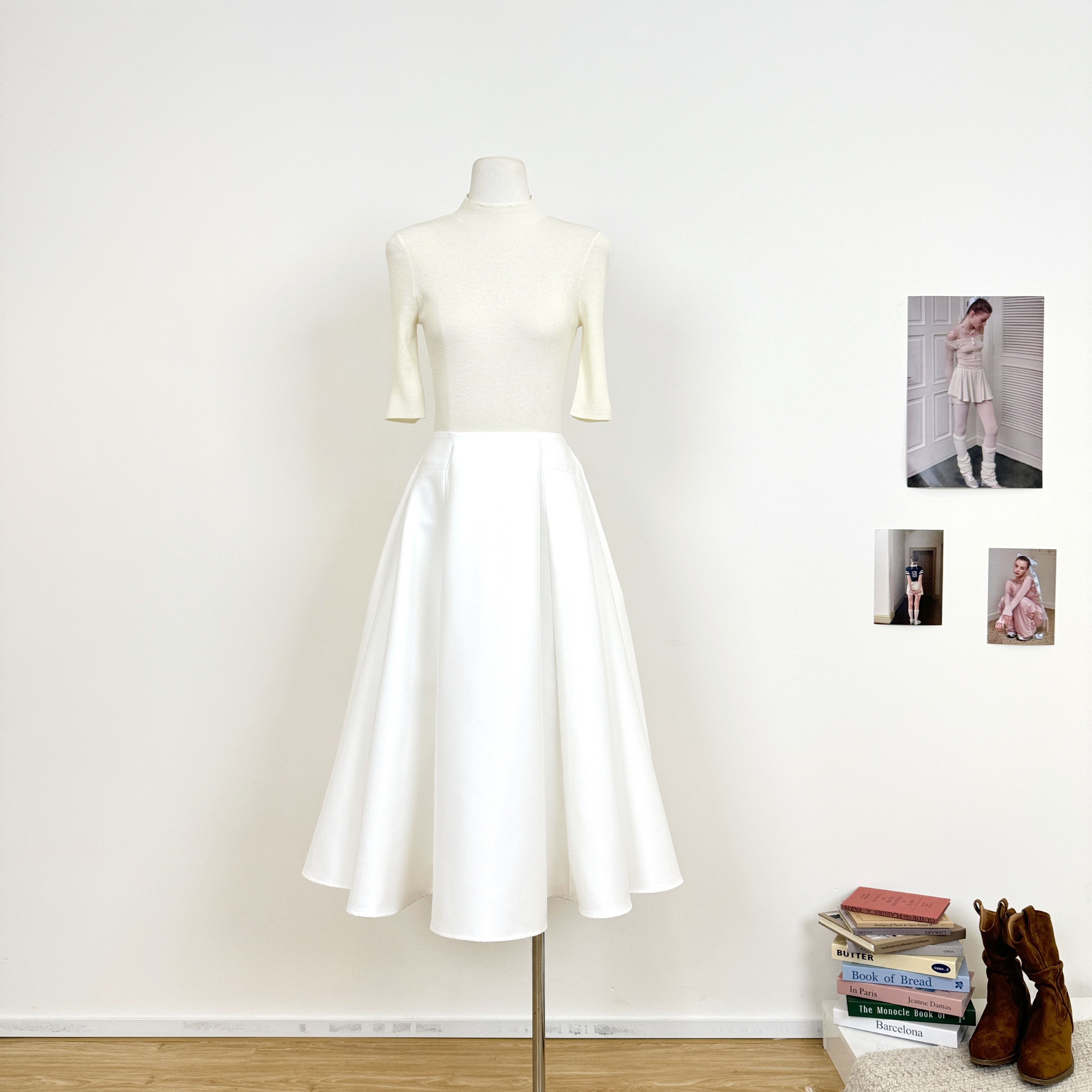 M.Y原创 半高领针织打底衫羊毛混纺弹力半袖内搭套头上衣女秋冬