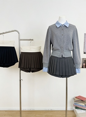 M.Y原创 2021 气质百褶裙裤/学院风气质百搭纯色短款半身裙短裙女