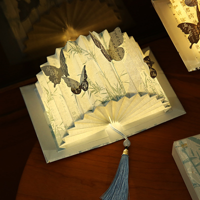 蝶梦逢灯DIY国风扇形书灯