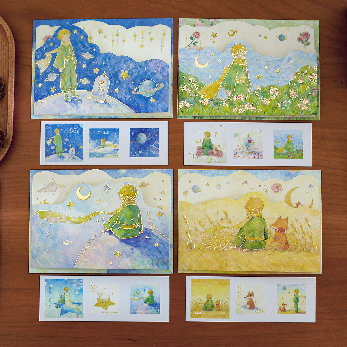 小日子不翻篇 文艺礼物手绘插画星愿王子玫瑰手写信烫金贺卡信封