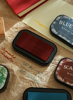 彩色印泥水性速干印章泥 手帐印章印台 印尼盒子手账黑色印泥盒