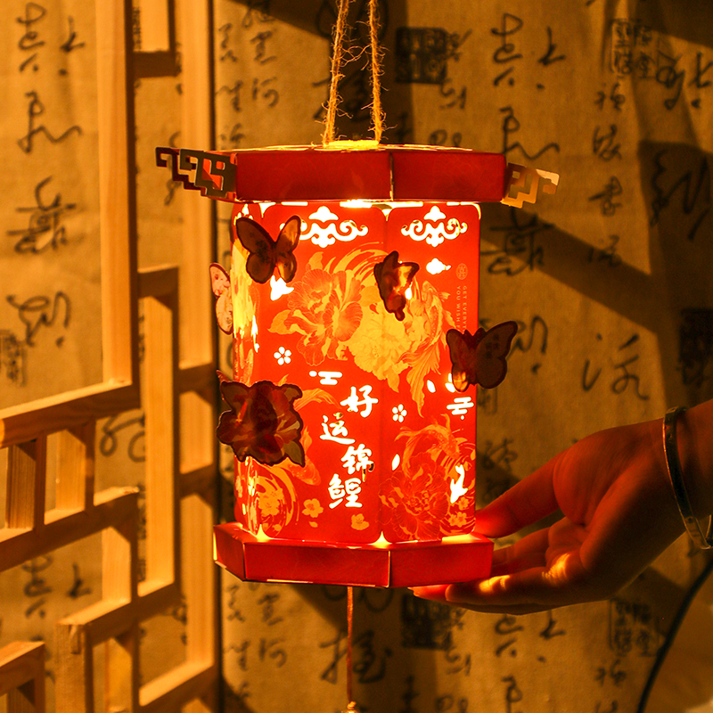 国风手提灯笼DIY小夜灯