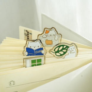 小日子不翻篇 创意学生阅读索引礼物 可爱卡通猫咪金属书签ins个性