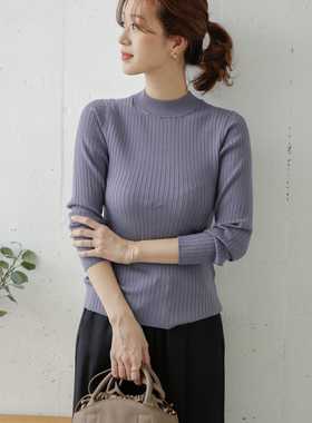 日单2025秋新款长袖套头高弹力圆领修身打底针织衫 毛衫IENA