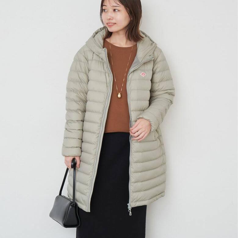 DANTON简约中长款连帽防水羽绒服