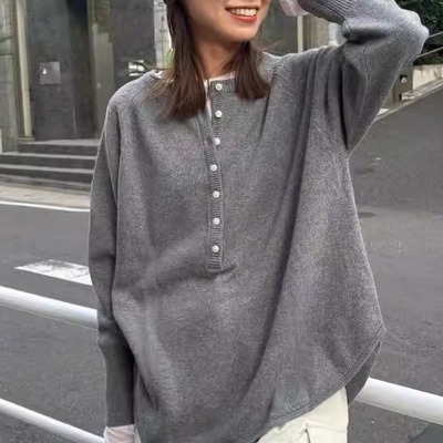 JSIENA套头圆领内外穿针织衫