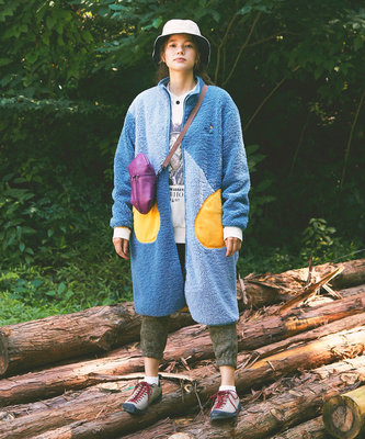 日系休闲中长款拼接棉外套棉服