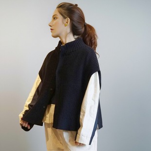 背心百搭休闲JOURNAL 针织衫 STANDARD 复古高领无袖 日单2025秋新款