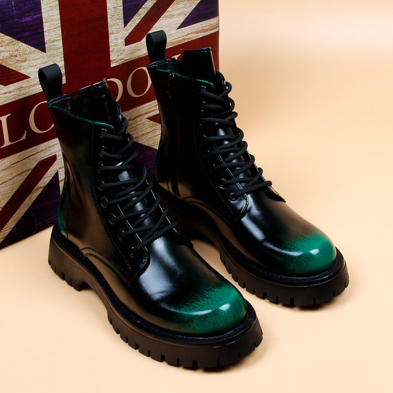 FASHION BOOTS HIGH-TOPS INNER HEIGHTS YOUTH BOOTS CHELSEA LEATHER BOOTS MID-RISE BOOTS MARTIN BOOTS MENS TRENDY BOOTS