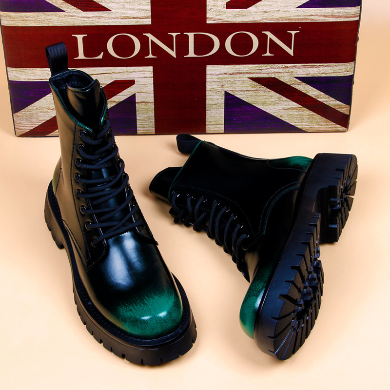 FASHION BOOTS HIGH-TOPS INNER HEIGHTS YOUTH BOOTS CHELSEA LEATHER BOOTS MID-RISE BOOTS MARTIN BOOTS MENS TRENDY BOOTS