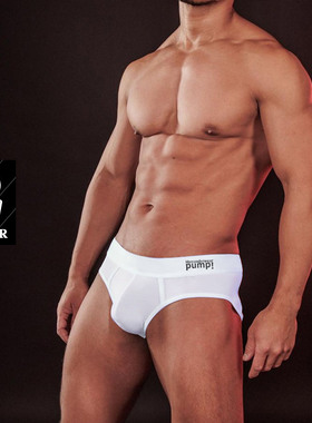 pump!黑白色内裤时尚修身款男生运动三角裤低腰内裤