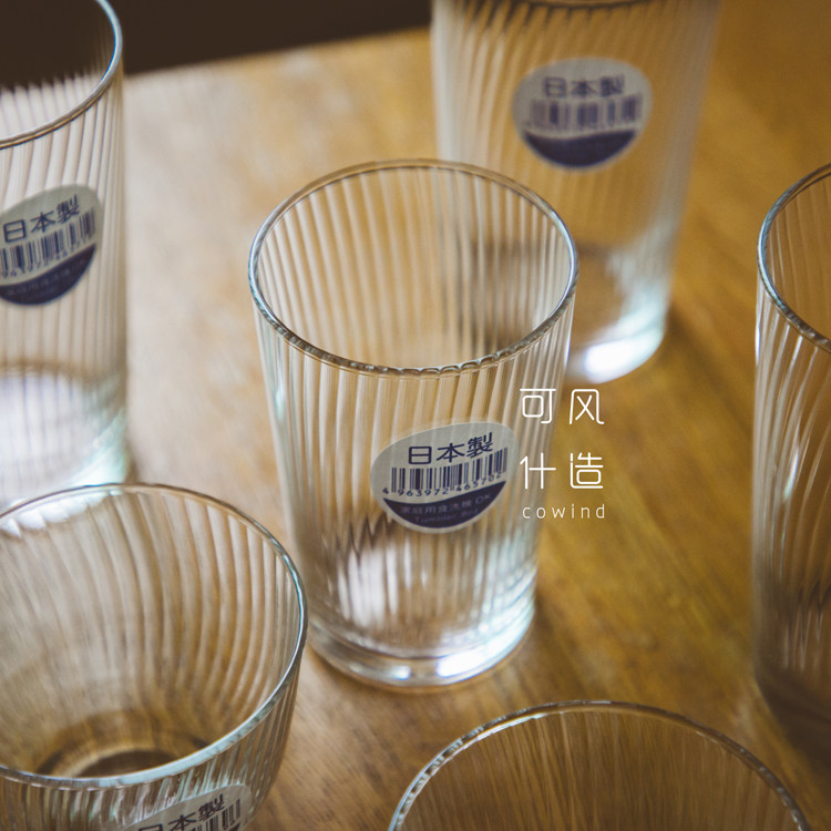 日本进口石塚硝子玻璃杯冷茶杯冰凌杯水纹斜条纹玻璃杯送礼情侣杯