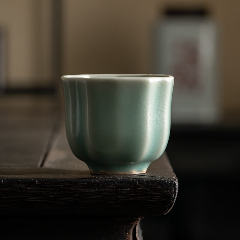汝山明汝窑仿古釉主人杯精品四方尊杯玉兰杯个人杯礼盒瓷器礼物盒