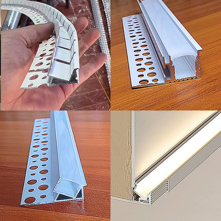 斜38度单边铝槽回形顶灯带向上打光反光灯槽洗顶线性灯led氛围灯