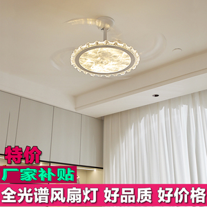 全光谱风扇灯客厅餐厅灯现代简约隐形扇意式极简轻奢云雾吊风扇灯