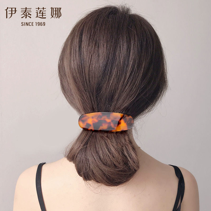 琥珀色椭圆形发夹  法国板材8CM鉄夹盘发夹 发饰头饰 女 伊泰莲娜