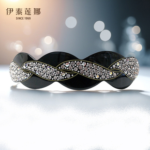 波澜镶钻盘发夹弧形夹 多个尺寸横夹水晶平夹后脑勺发卡 伊泰莲娜