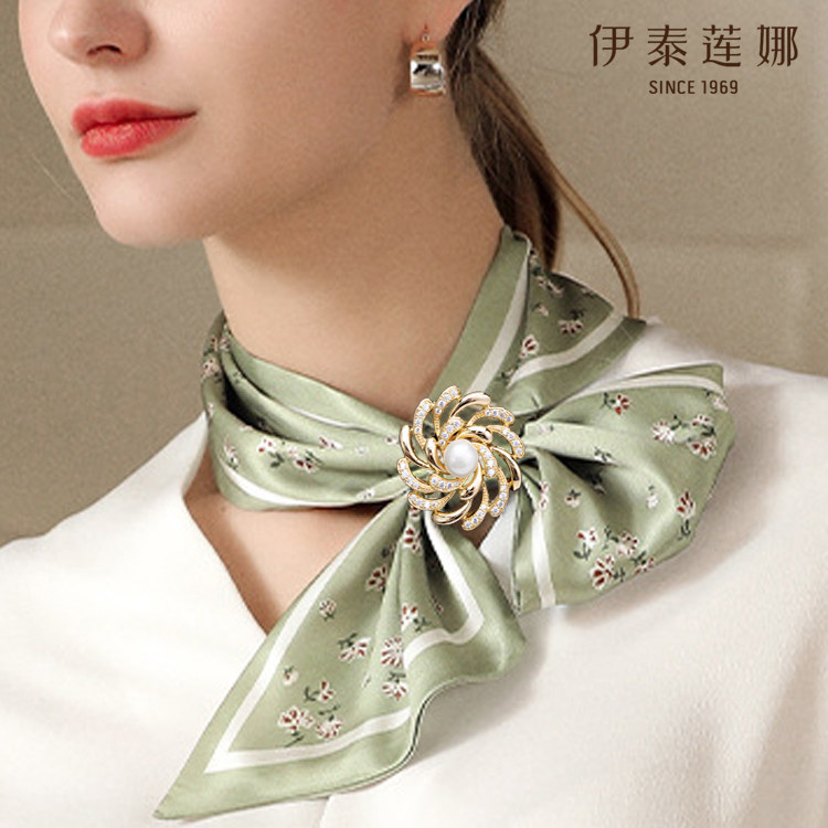流星璀璨香槟金色丝巾扣/胸针两用高级感丝巾圈女伊泰莲娜爆款