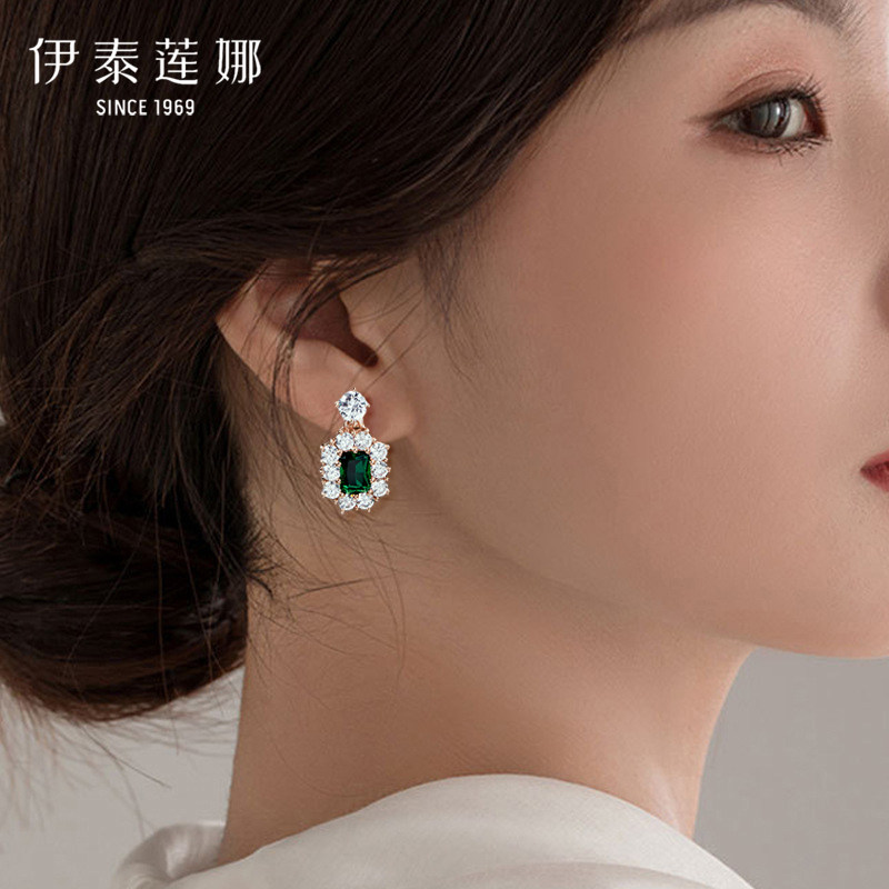 经典祖母绿锆石无耳洞戴耳夹 绚丽红耳夹/有耳洞戴耳环 伊泰莲娜图片