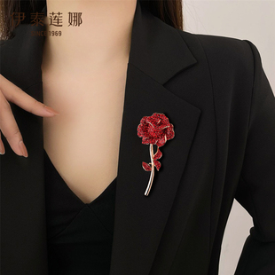伊泰莲娜玫瑰花胸针爱神红水晶香槟晶胸花女礼盒礼物正品 爆款