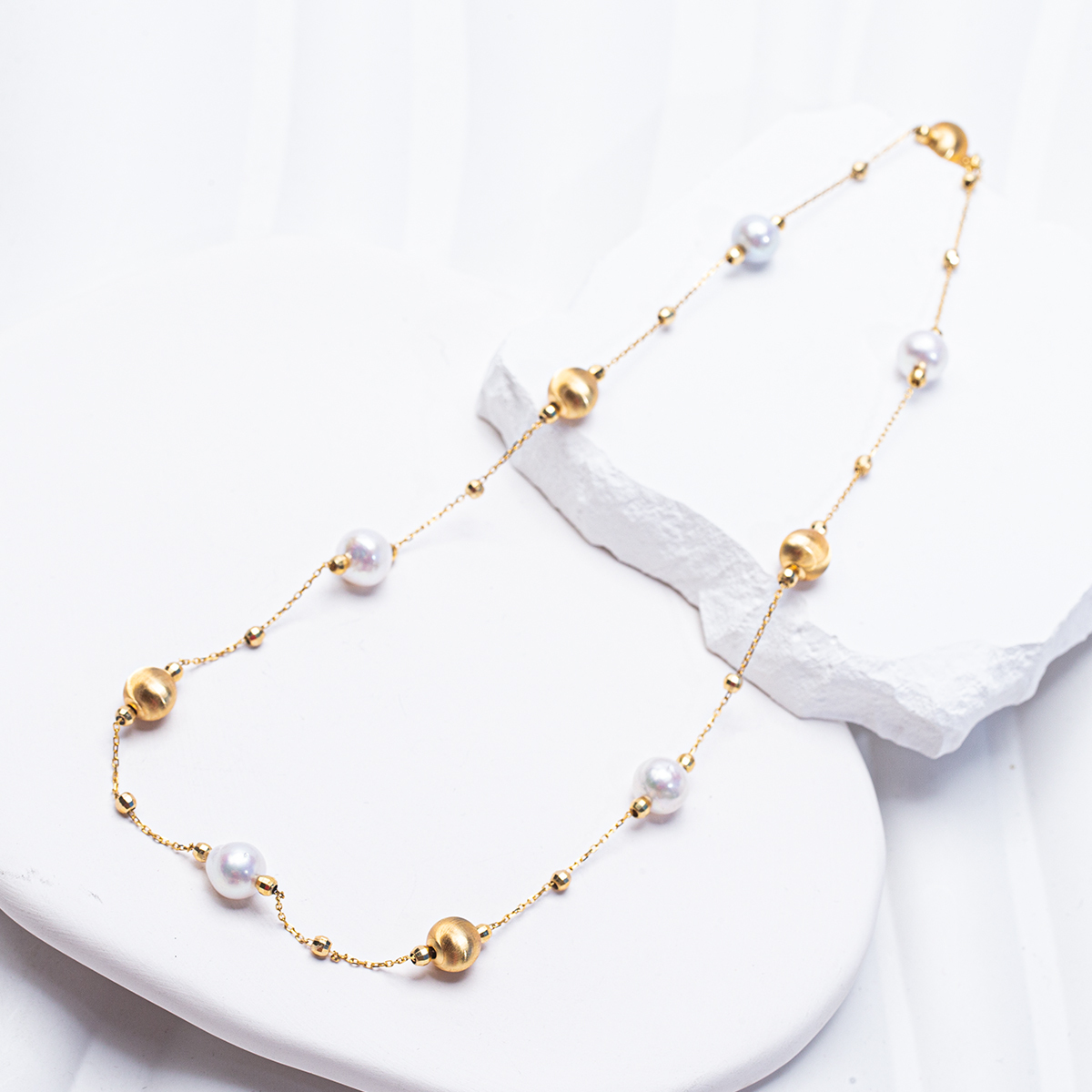 【猫儿眼】磨砂古法工艺S925天然淡水珍珠圆形巴洛克长项链50CM