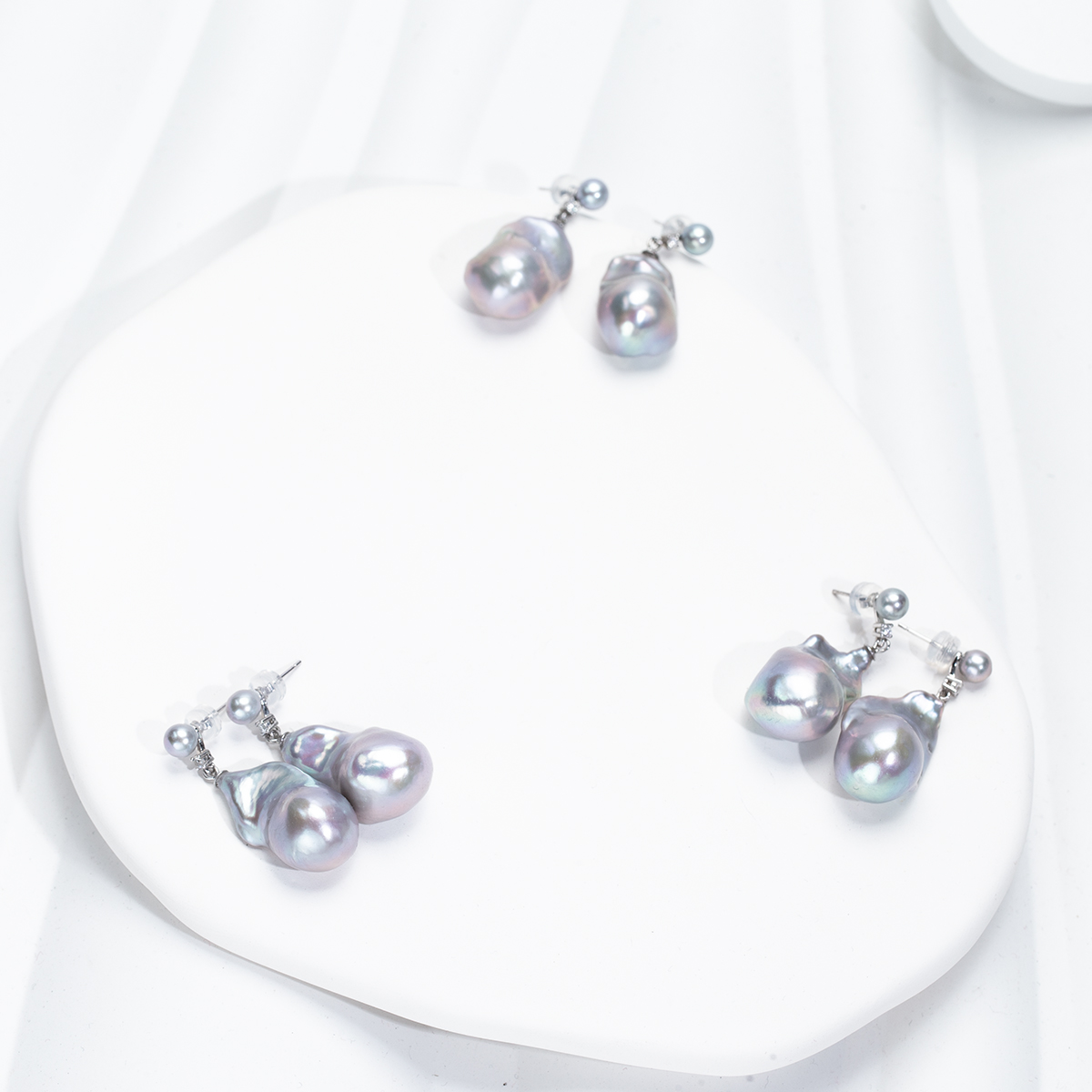 【蓝雪贵族】不规则淡水巴洛克冰冰同款可拆分耳钉