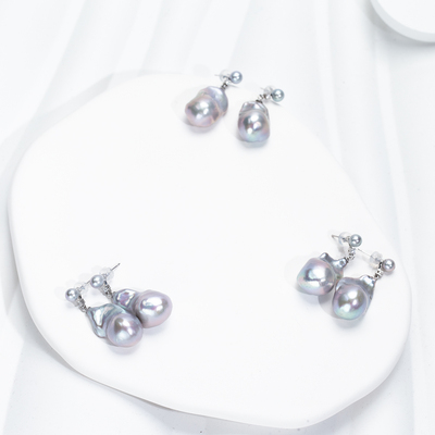 【蓝雪贵族】不规则淡水巴洛克冰冰同款可拆分耳钉