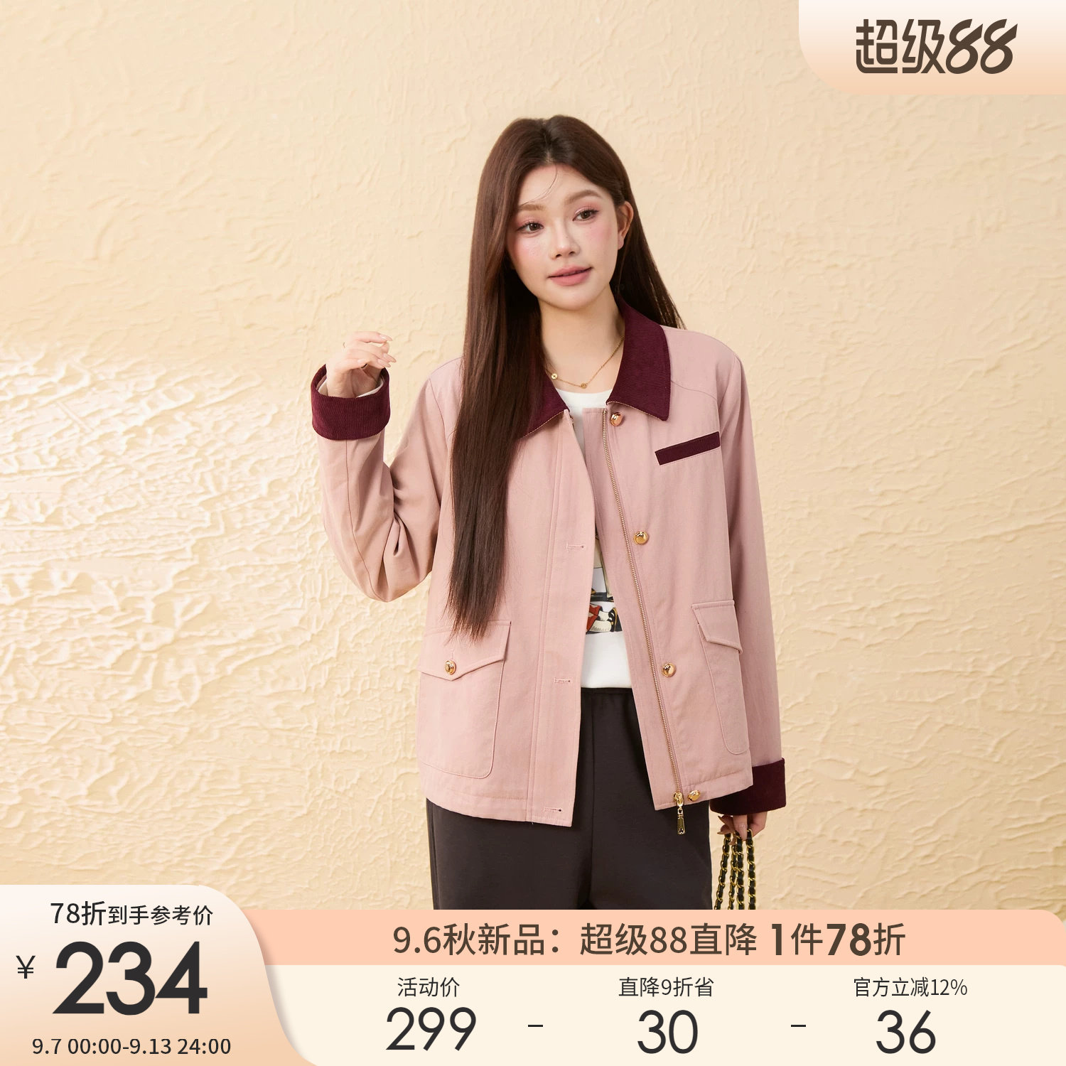 采多宝大码女韩系薄工装外套