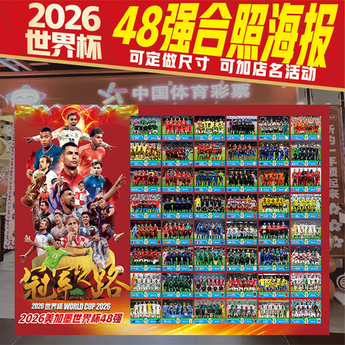 2026美加墨世界杯48强赛前合影海报墙贴足球明星全家福球星画挂图