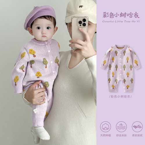 婴儿衣服秋冬连体衣满月爬服