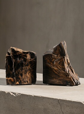 现代简约创意玛瑙木化石书摆件