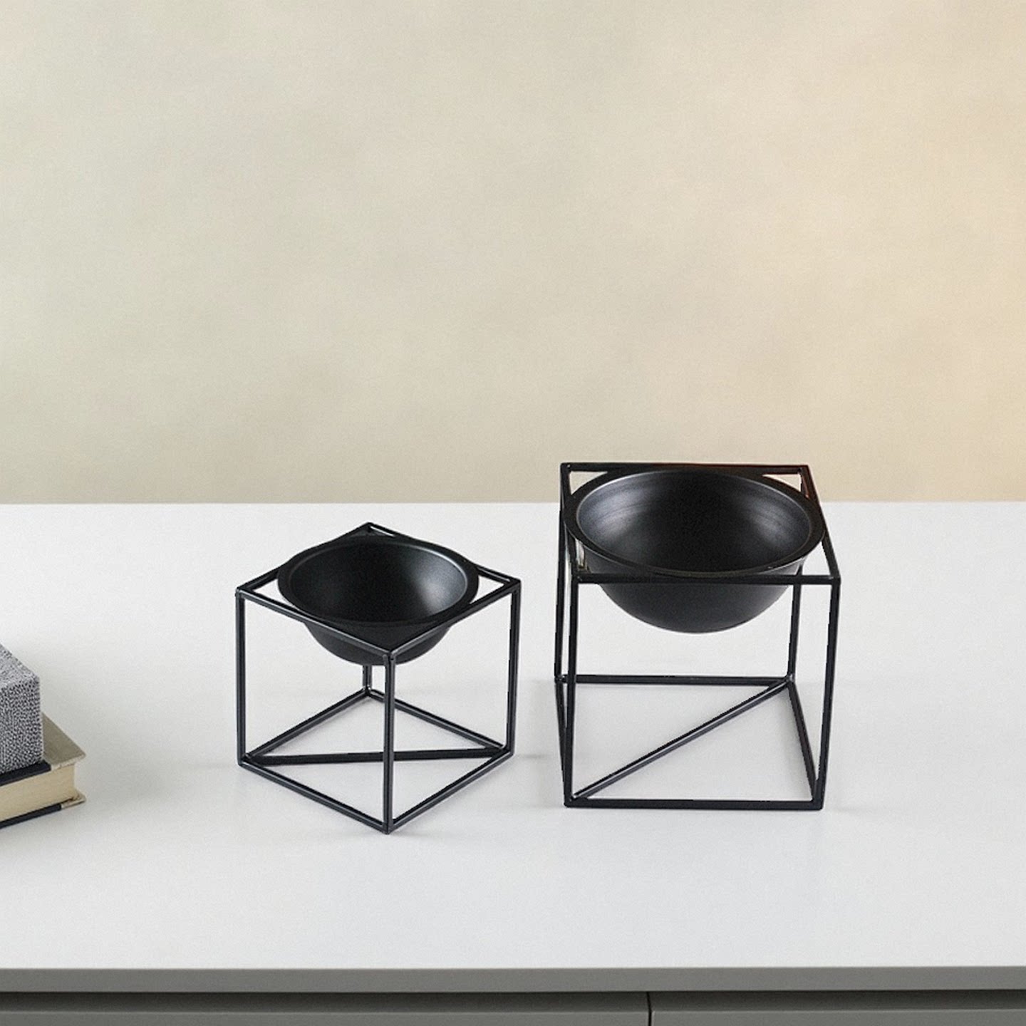 简约后现代黑色方圆铁艺几何极简风格花瓶家居别墅样板间软装饰品