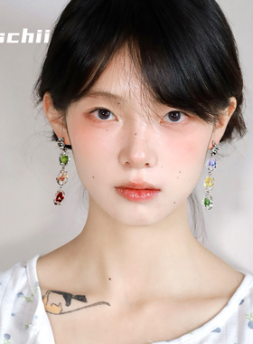 西迟花间琉璃原创设计耳环女轻奢小众设计高级感独特耳钉时尚百搭