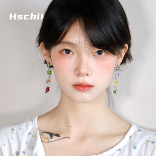 西迟花间琉璃原创设计耳环女轻奢小众设计高级感独特耳钉时尚百搭