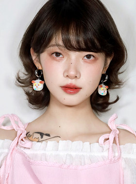 西迟原创设计树脂彩绘小狗耳环