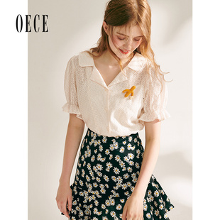 衬衣 气质衬衫 Oece春夏新款 设计感小众上衣甜美泡泡袖