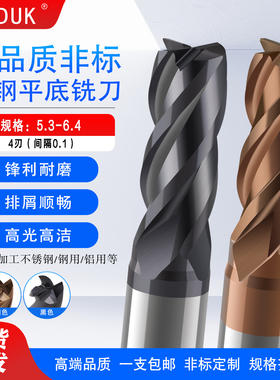 钨钢立铣刀四刃 D5.3 5.4 5.5 5.6 5.7 5.8 5.9 6.1 6.2 6.3 6.4