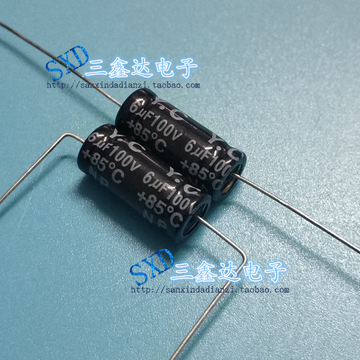6uf100v 100v6uf分频器电容YC  卧式 轴向 无极性电容  8X20