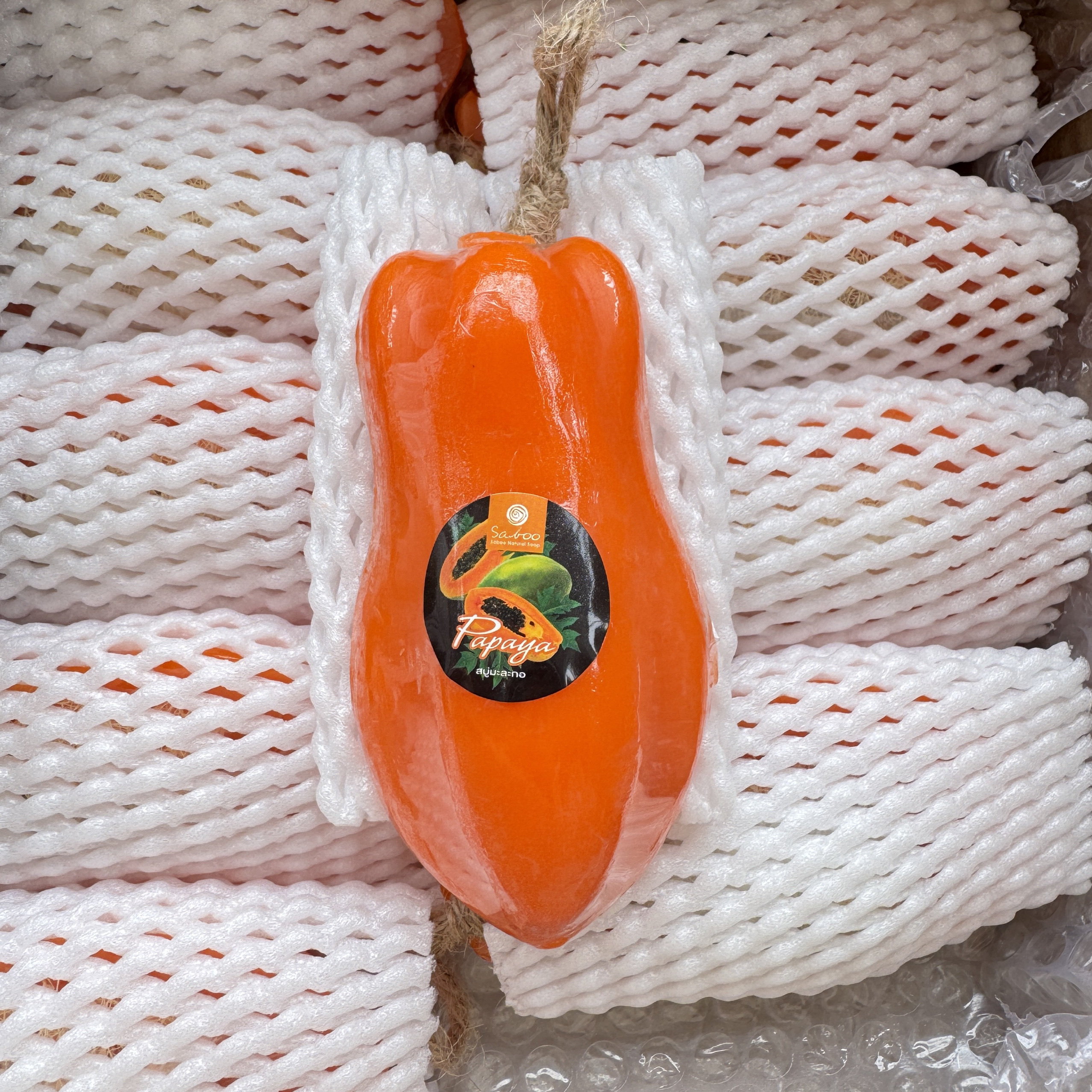 泰国进口Saboo手工木瓜香皂控油洁面沐浴丝瓜络去角质天然精油皂