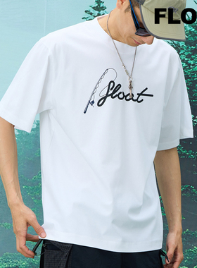 FLOAT钓鱼佬手绘钓鱼竿印花索罗娜夏季户外凉感宽松短袖T恤