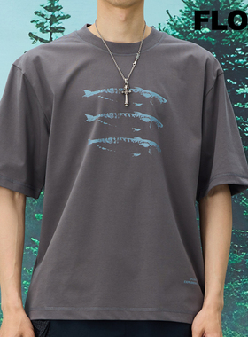 FLOAT钓鱼佬手绘海鲢印花索罗娜夏季户外凉感宽松短袖T恤