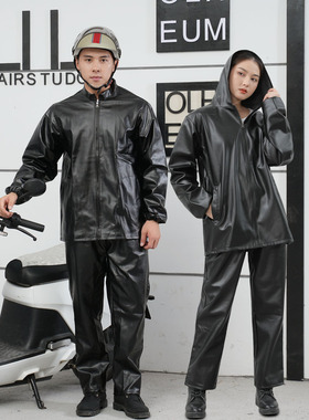 单款皮裤春秋皮衣男女外套防油防水工作服中老年宽松劳保套装正阳