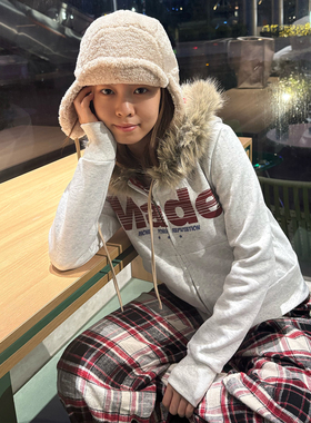 美式复古潮牌字母印花设计感毛领外套秋冬季慵懒风辣妹显瘦上衣