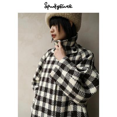 英国厚实粗花呢羊毛复古长大衣